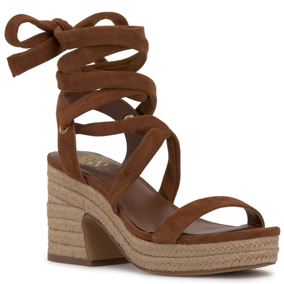 Vince Camuto Shoes - EUC Vince Camuto Roreka Wraparound Tie Espadrille Sandal Brown Tan Size 8